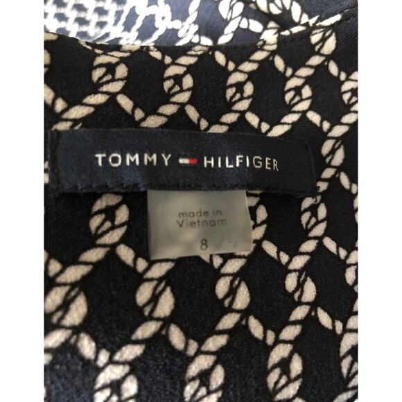 Tommy Hilfiger Rope-Print Belted crop sleevless navy & white Jumpsuit size 8 - Picture 5 of 12